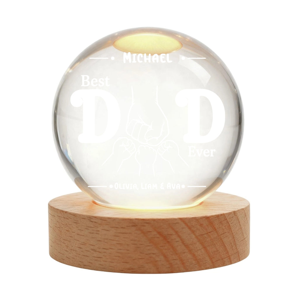 Personalized Crystal Globe Night Light for Dad | Best Dad Ever Gift from Kids