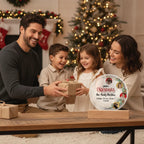 Personalized Family Christmas Acrylic Photo Plaque – Custom 4 Photo LED Night Light with Names