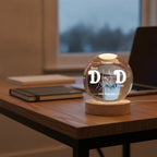 Best Dad Ever Fist Bump – Personalized Crystal Ball Night Light with Kids’ Names – Gift for Dad