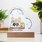 Personalized Dad & Kids Acrylic Heart LED Night Light – Custom Father’s Day Gift with Names