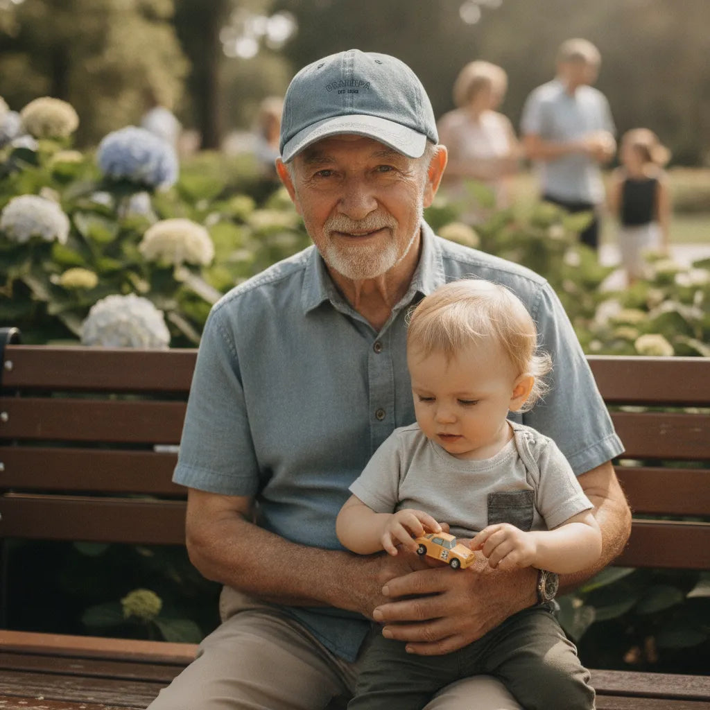 Personalized Dad & Grandpa Washed Denim Cap – Custom Name & Year
