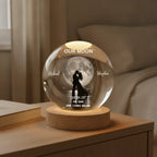 Our Moon Couple Silhouette – Personalized Moon Phase Crystal Ball LED Night Light, Anniversary, Wedding & Valentine's Day Gift for Her or Him