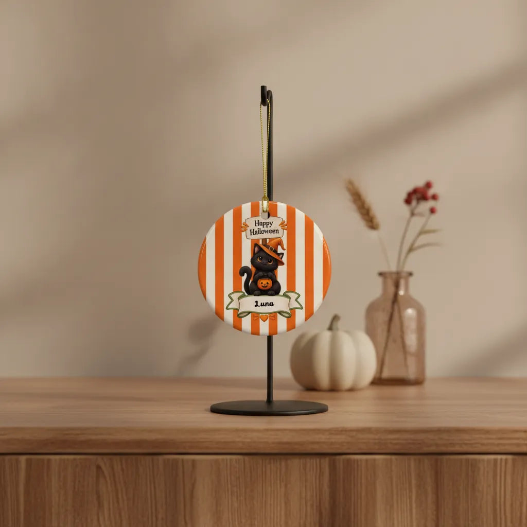 Personalized Halloween Ceramic Ornament – Custom Character & Name