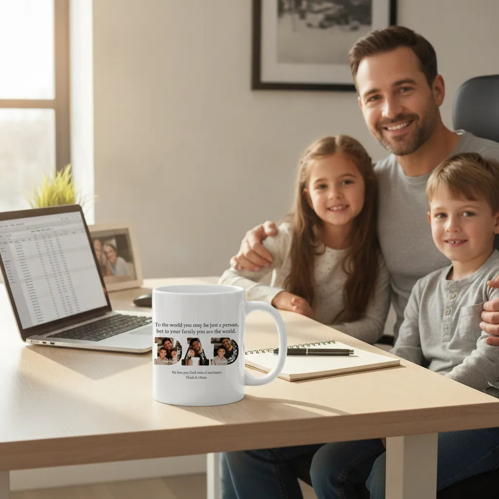 Personalized Dad Photo Mug – Custom 6 Photo Father’s Day Gift from Kids