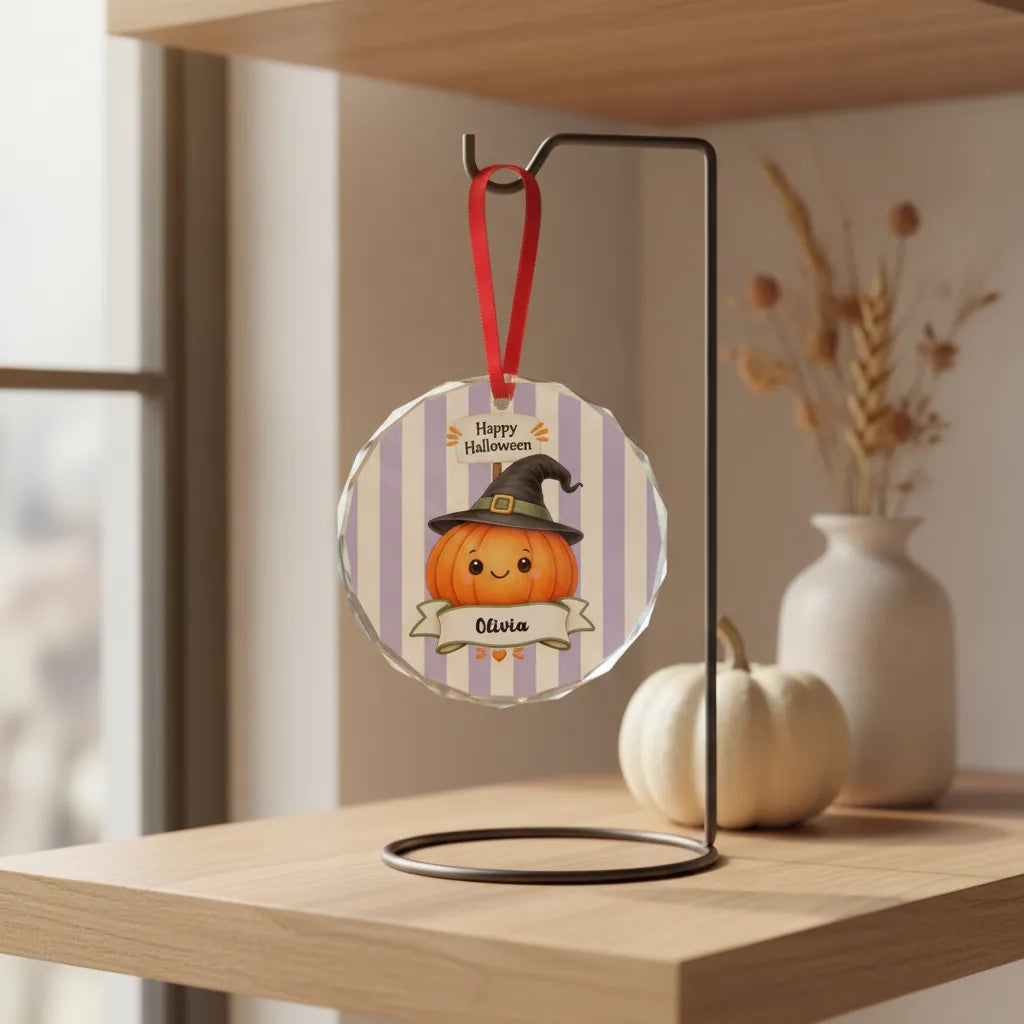 Personalized Halloween Glass Ornament – Custom Character & Name