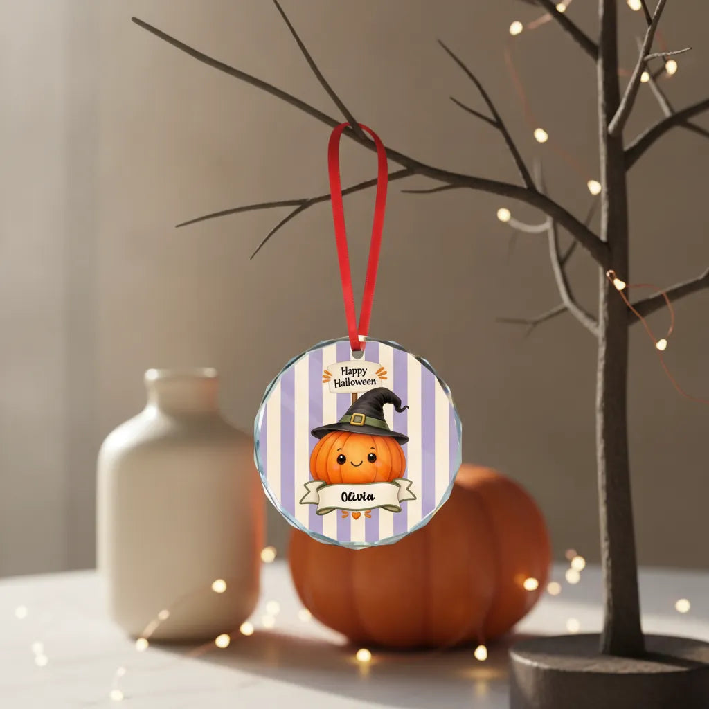 Personalized Halloween Glass Ornament – Custom Character & Name