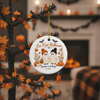 Our First Halloween Personalized Ceramic Ornament – Couple Names & Year