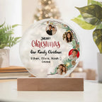 Personalized Family Christmas Acrylic Photo Plaque – Custom 4 Photo LED Night Light with Names