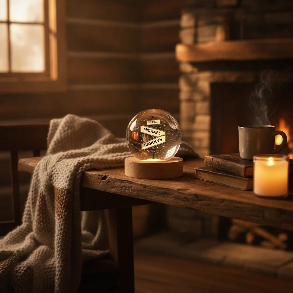 Where Our Paths Crossed – Personalized Couple Names & Year Crystal Ball LED Night Light, Anniversary, Wedding & Valentine’s Day Gift for Her or Him