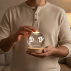 Best Dad Ever Fist Bump – Personalized Crystal Ball Night Light with Kids’ Names – Gift for Dad
