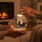 Our Moon Couple Silhouette – Personalized Moon Phase Crystal Ball LED Night Light, Anniversary, Wedding & Valentine's Day Gift for Her or Him