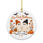 Our First Halloween Personalized Ceramic Ornament – Couple Names & Year