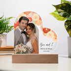 Personalized Floral Wedding Acrylic Heart Plaque – Custom Bride & Groom Photo Gift, Wedding Anniversary Keepsake with Names & Date