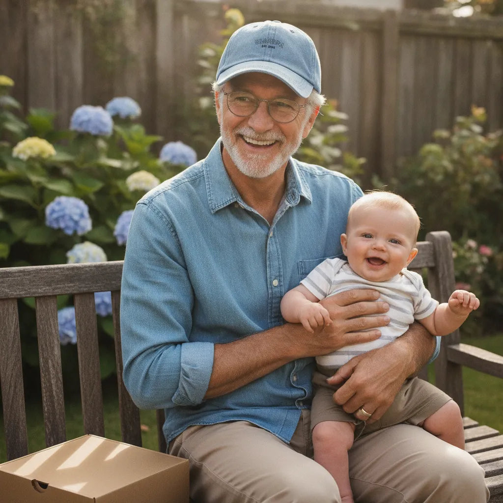 Personalized Dad & Grandpa Washed Denim Cap – Custom Name & Year