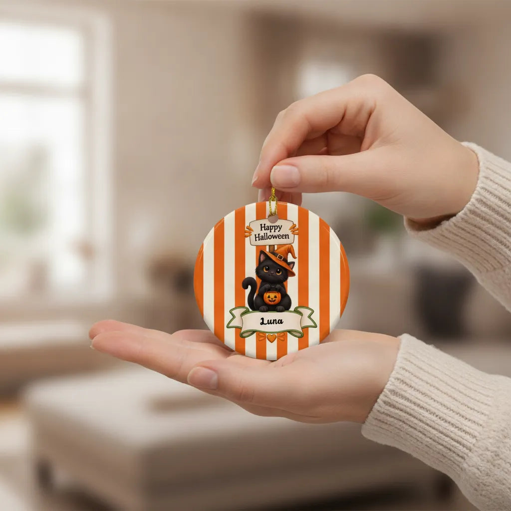 Personalized Halloween Ceramic Ornament – Custom Character & Name