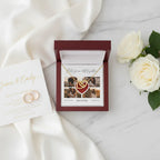Personalized Interlocking Hearts Necklace with Custom Photo Collage & Location Map – Anniversary Gift for Couples