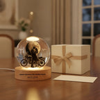 Under This Moon, Our Journey Began – Personalized Motorcycle Couple Moon Phase Crystal Ball LED Lamp with Engraved Base, Anniversary, Birthday & Valentine’s Day Gift for Her or Him