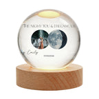 Personalized Moon Phase Crystal Globe Lamp for Couples – Custom Photo, Names & Special Date