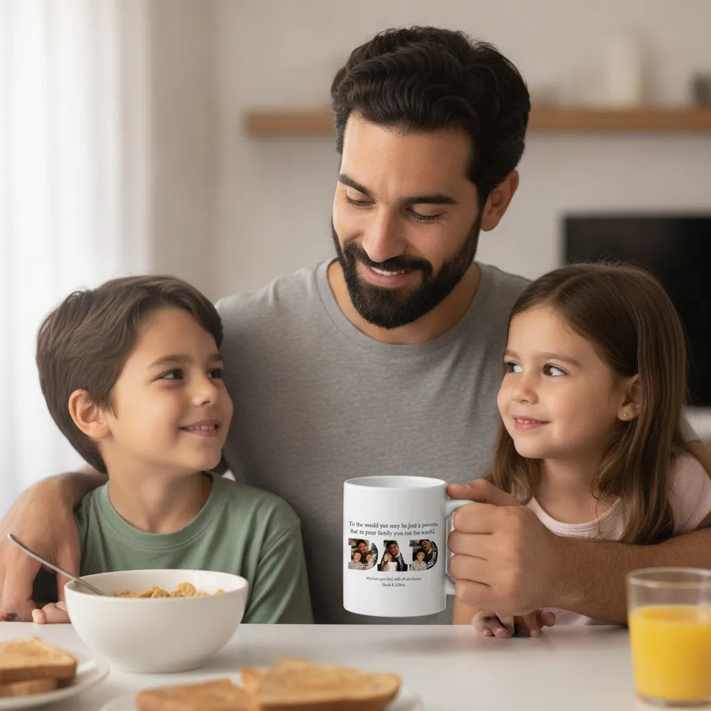 Personalized Dad Photo Mug – Custom 6 Photo Father’s Day Gift from Kids