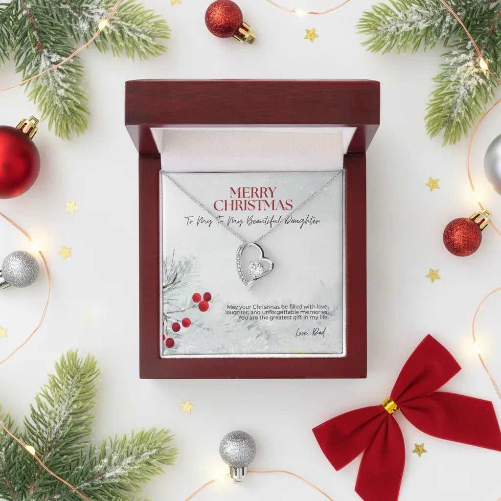 Personalized Forever Love Necklace Gift for Daughter | Christmas Jewelry Gift from Dad