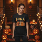Personalized Halloween Pet T-Shirt – Custom Dog or Cat Name Spooky Moon Shirt